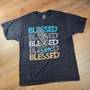 Take That Bailey Apparel L Blessed Skeleton Hands Black Graphic T-Shirt Street
